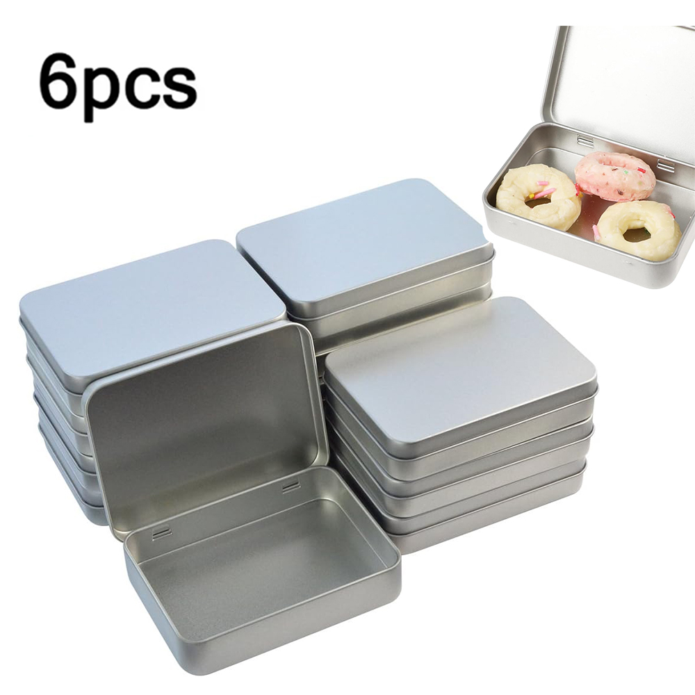 Tin Container Lid - 6 pçs metal articulado caixa de