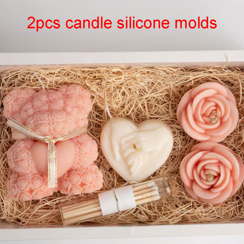 Candle Making Kits - Urso de pelúcia calor rosa silicone